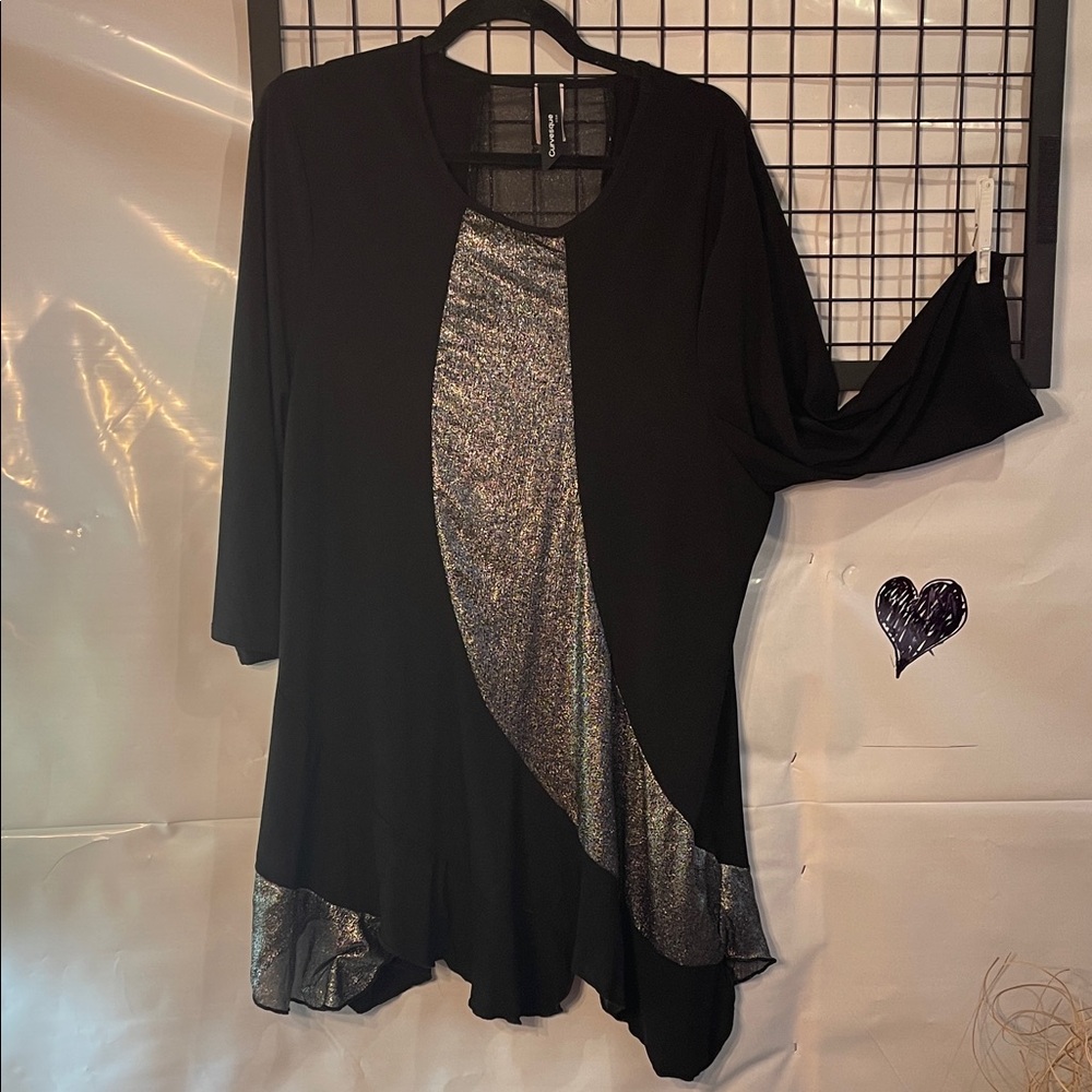 Curvesque Black Sheer Tunic with Silver Accents